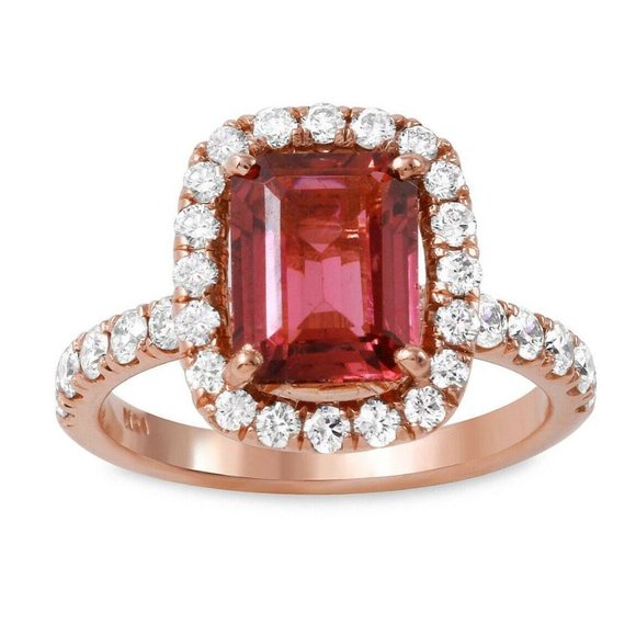 3.00 Ct Tourmaline & Diamond 14KR Gold Ring